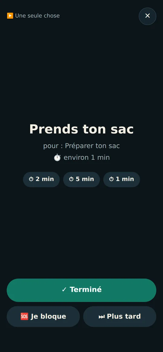 Mon Génie : mode Une seule chose, sans distraction